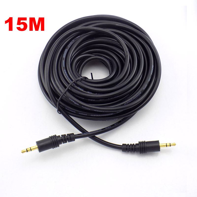 10M/15M/20M 3.5mm Male to Male Plug Audio Stereo Aux Extension Cable Jack Cord for TV Computer Laptop MP3/MP4 E3
