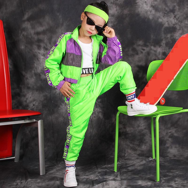 Trajes de baile de Hip Hop para niños y niñas, trajes de Danza moderna de Jazz, trajes de fluorescencia, trajes para niños, trajes de escenario