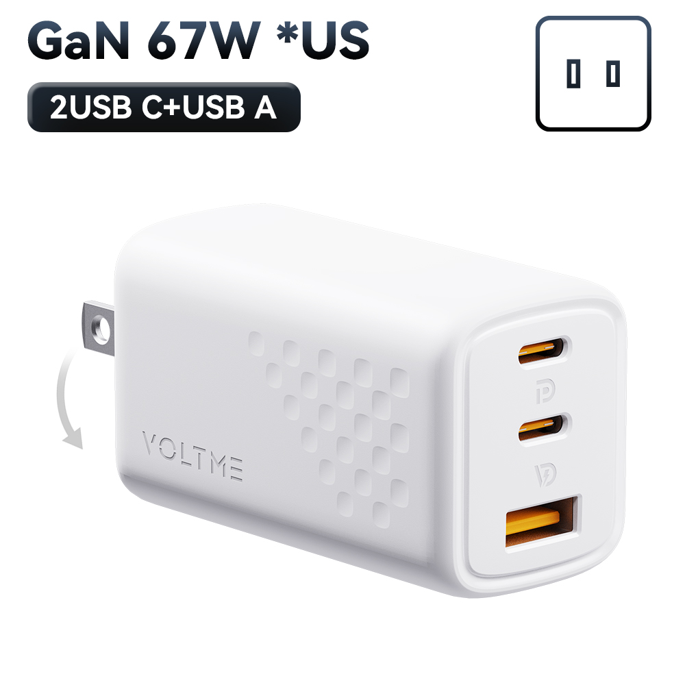 VOLTME 67W GaN chargeur Charge rapide 4.0 PD3.0 Charge rapide Type C chargeur pour Macook iPhone 15 14 13 Pro Max Samsung S23 Xiaomi: CH