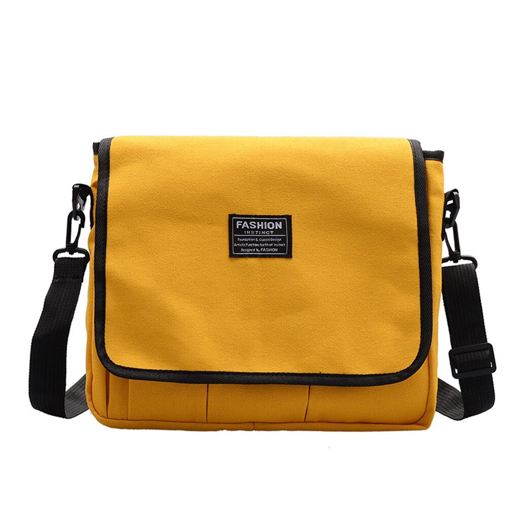 Women's Solid Color Canvas Bag Simple Large Capacity Shoulder Messenger Package Women Shoulder Bag dames tassen: Yellow