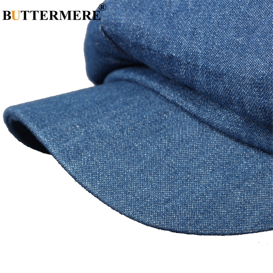BUTTERMERE Men Denim Newsboy Caps Female Spring Vintage Painters Hat Octagonal Driving Casual Gatsby Cotton Ivy Cap And Hats