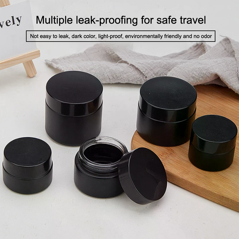 Plastic Lid Empty Jars Black Glass Cream Jar Cosmetic Container 10/30/60g Glass Bottle Make Up Container Travel Cosmetic Jars