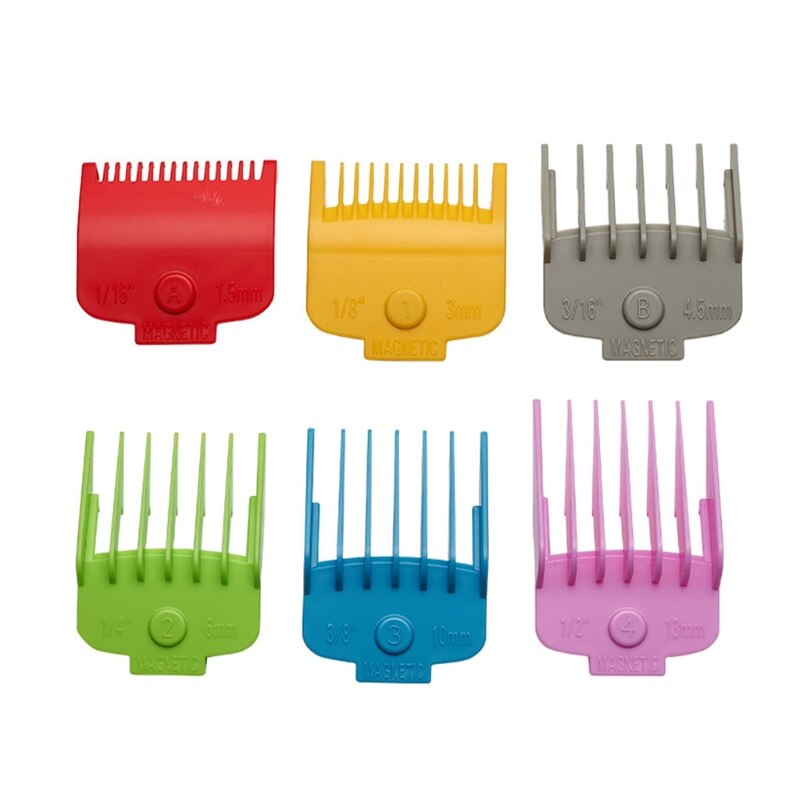 6Pcs Kleurrijke Professionele Tondeuse Gidsen Bijlagen Kammen Clipper Guards Tondeuse Vervanging Guards Set: Default Title