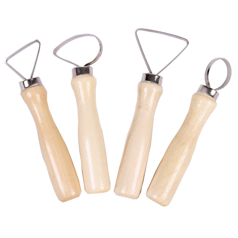 10pcs Pottery Tools Carving Ceramics Clay Sculpture Tool with Stainless Steel Flat Wire DIY Craft Handmade Sculpting Supplies
