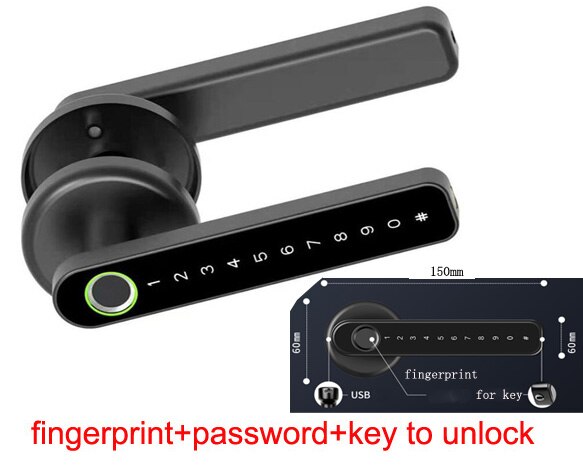 Fingerprint Door Lock Smart Bluetooth Password Handle USB Lock APP Keyless: basic kit