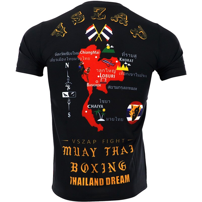 Men Tshirt VSZAP Quick Dry Muay Thai Broadcasting Sanda Fighting T-Shirt Elastic Cotton Fighting T Shirt MMA Homme