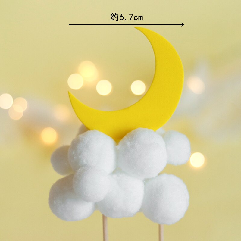 Björn rutschkana dekoration tårta topper för baby shower kanin häst födelsedagsfest baktillbehör barnstjärna moln dessert söt: Cloud moon topper