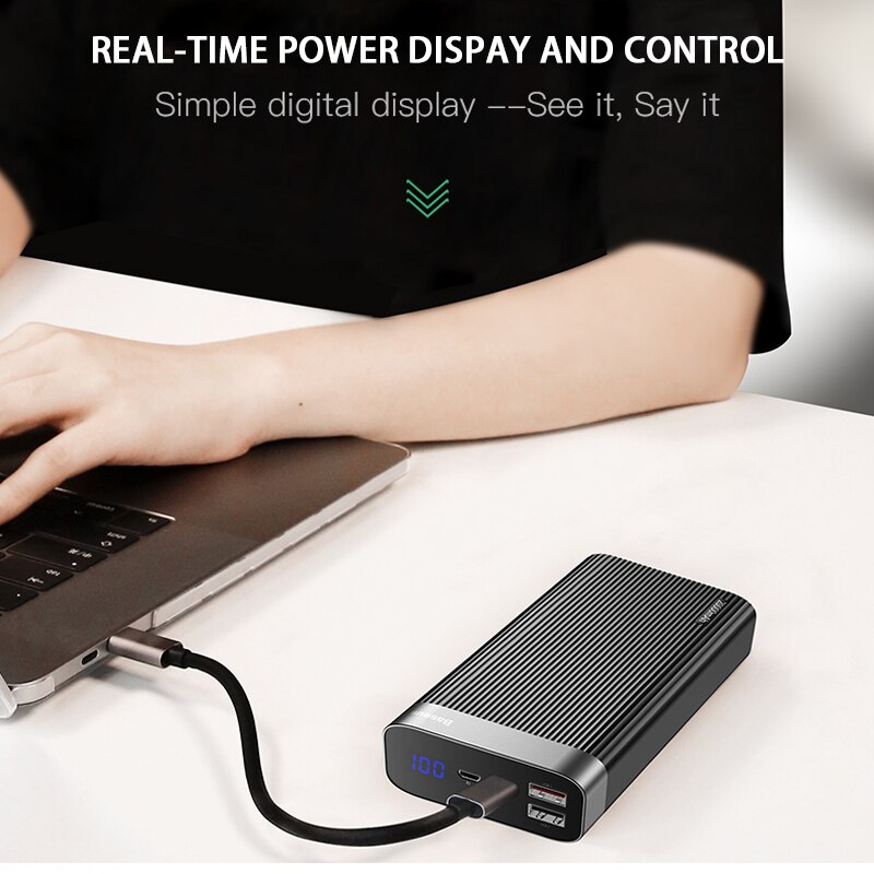 Baseus 20000 Mah Power Bank Snel Opladen Externe Batterij Draagbare Powerbank Type-C Pd QC3.0 Snel Opladen 18W voor Xiaomi Voor Ip
