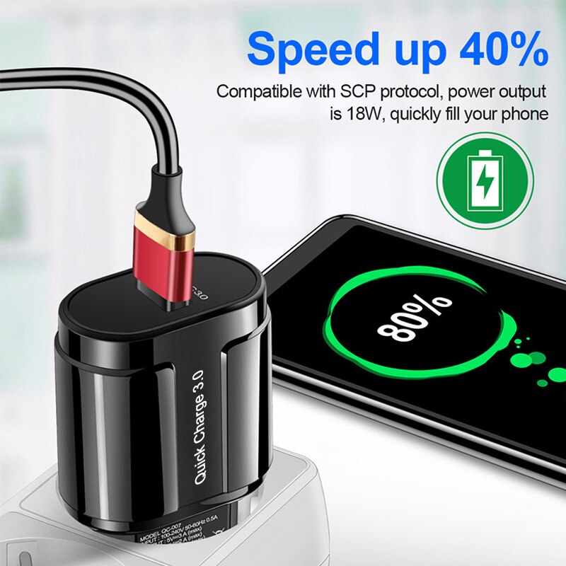 Quick Charger QC3.0 USB Charger EU US Plug Wall Mobile Phone Charger Adapter for IPhone 11 XS MAX Fast Charging for Samsung