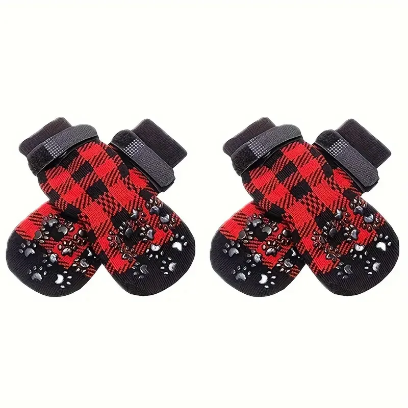 4 unids/set calcetines antideslizantes para perros 4 Uds Protector de pata Control de tracción ropa interior ajustable tejida con refuerzo de goma: S / Verde militar