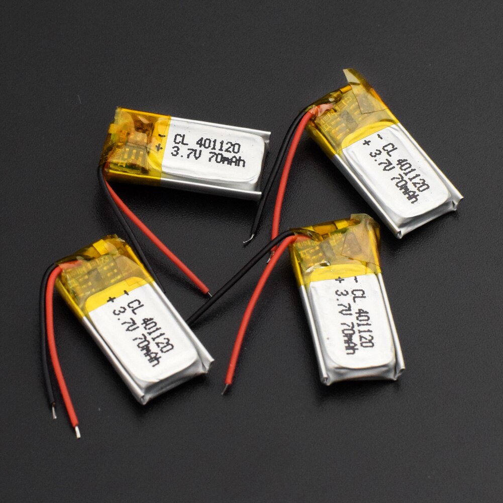 401120 litiumbatteri 3.7v 70 mah li-ion lipo-celler li-po polymer laddningsbart batteri för mobilt bluetooth hörlurar gps pos: 401120 70 mah 4 st