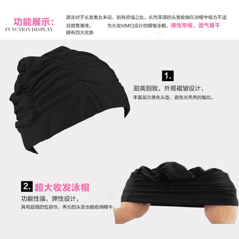 1Pc Hoge Elastische Badmuts Mannen Vrouwen Gratis Grootte Solid Bloemen Gedrukt Lange Haar Sport Zwemmen Zwembad Hoed Nylon tulband