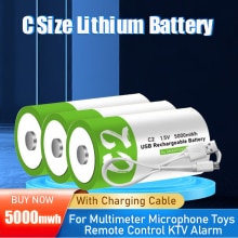1.5V 5000mWh LR14 C Size Universal Micro USB Lithium Rechargeable Batteries For Water Gas Meter Radio Shaver Lipo C Battery