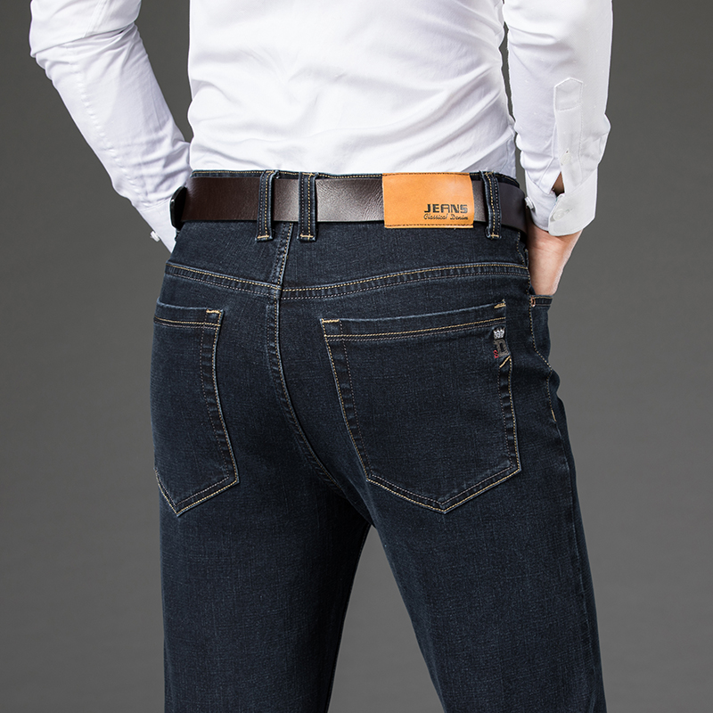 Pantalones vaqueros informales de talla grande 42 44 46 a la para hombre, pantalones vaqueros clásicos de negocios rectos elásticos, pantalones de primavera y otoño de masculina
