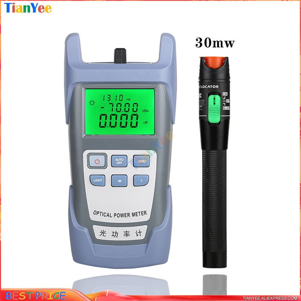 AUA7 FTTH Fiber Optic Tool Kit VFL Fiber Optical Power Meter 70～+10dbm and 1~30MW Visual Fault Locator Fiber optic test pen OPM