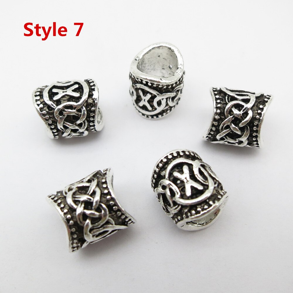24Pcs/5Pcs Viking Rune Haar Vlecht Dread Dreadlock Baard Kralen Ringen Buizen Voor Mannen Vrouwen Haar Accessoires: 5pcs Style 7