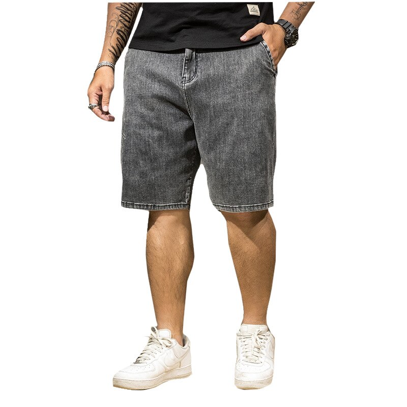 Pantalones cortos de mezclilla sueltos de talla grande 7XL de de verano para hombre, pantalones cortos de mezclilla de de Color sólido estilo japonés para hombre, ropa de calle Vintage
