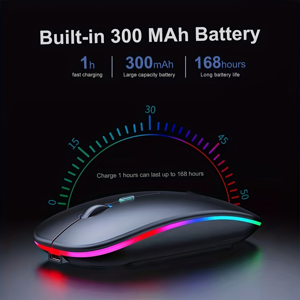 Kabellose Bluetooth-Maus mit Typ-C-zu-USB-Adapter, wiederaufladbar über USB mit Bluetooth-Gaming-Maus für MAC/Laptop/PC/Windows