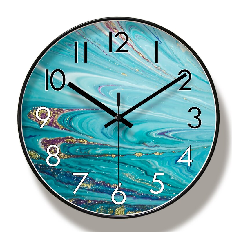 Ronde Creatieve Mute Modern Grote Wandklok Klokken Voor Home Keuken Woonkamer Decor Battery Operated Stille: F / 10 inch