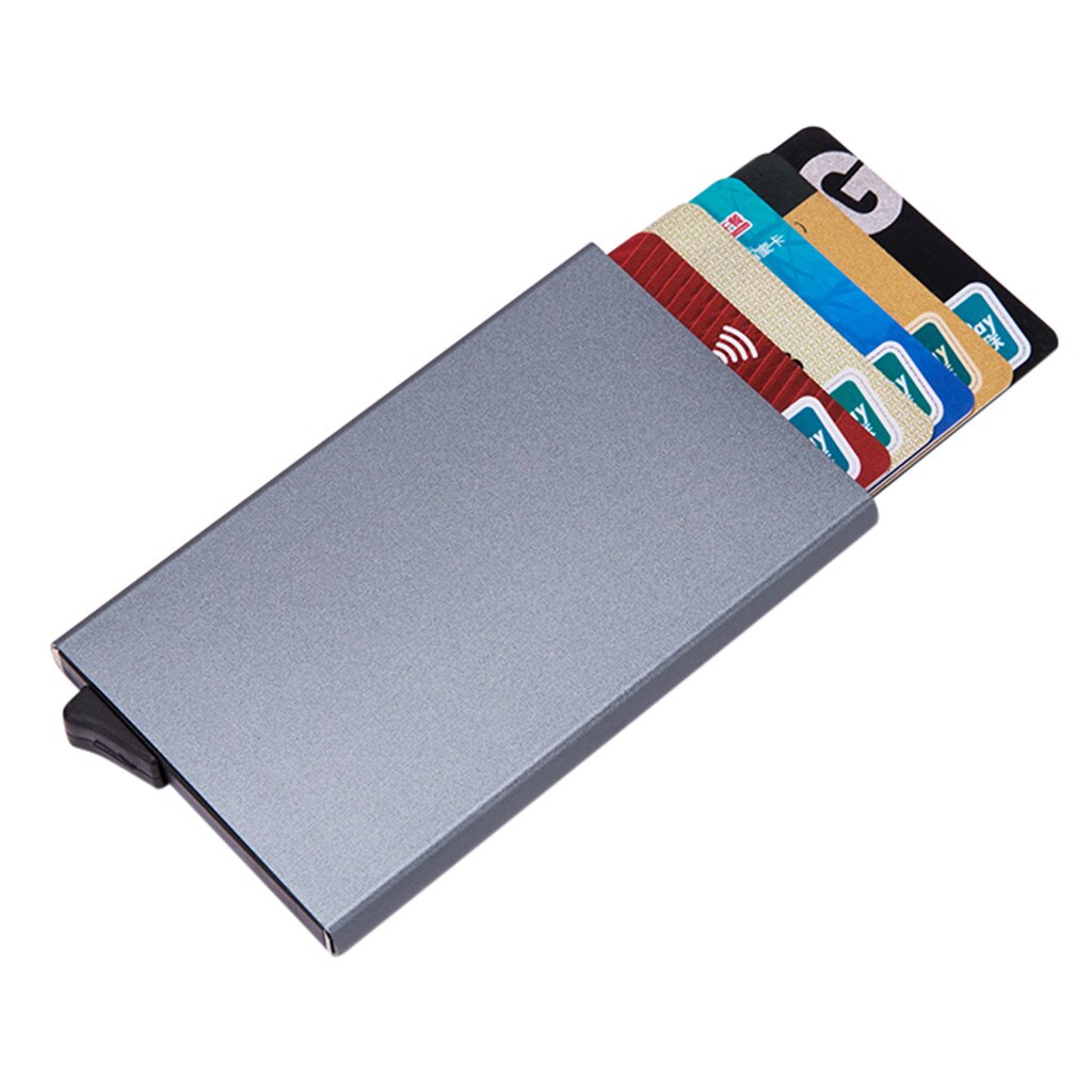 Aelicy Men Credit Card Holders Business ID Card Case Automatic RFID Card Holder Aluminium Bank Card Wallets: GY