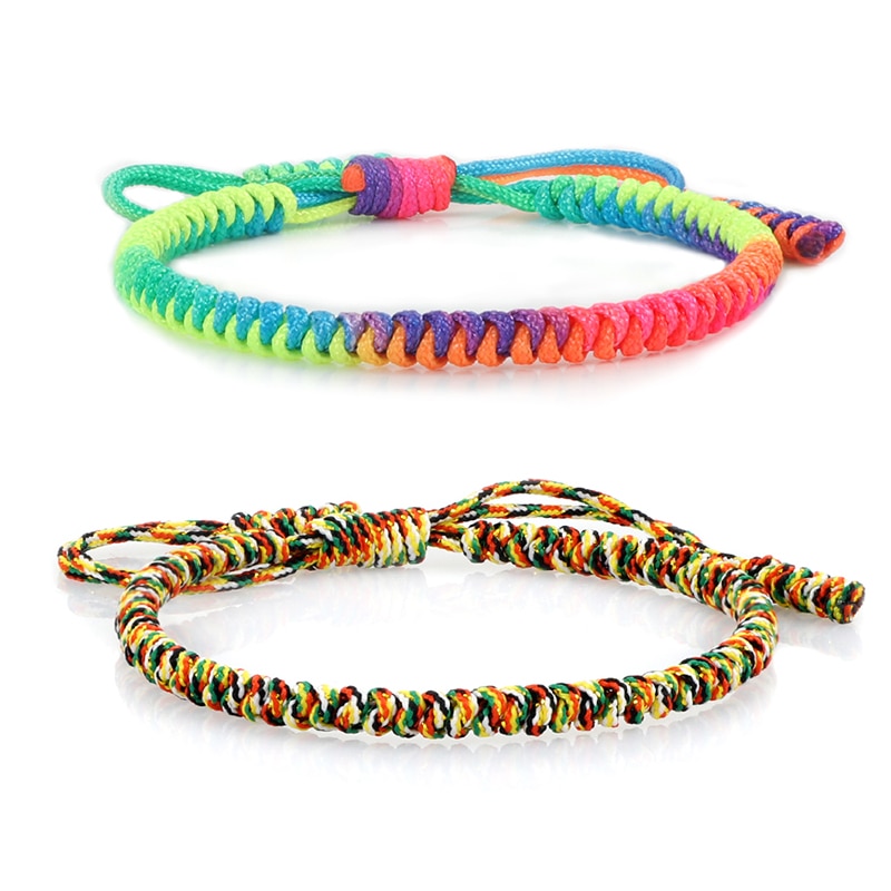 Arc-en-ciel tressé Bracelet lesbiennes Gay dégradé couleur corde chaîne LGBT fierté Bracelets pour hommes femmes filles Simple bijoux