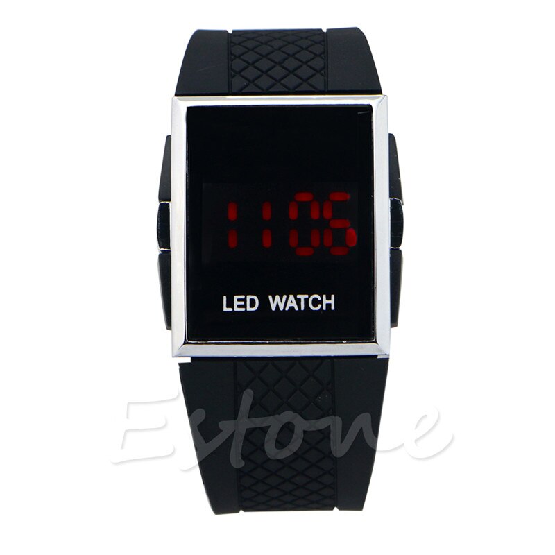LED Digital Red Color Display Black Day Date Mens Boys Wrist Watch: Default Title