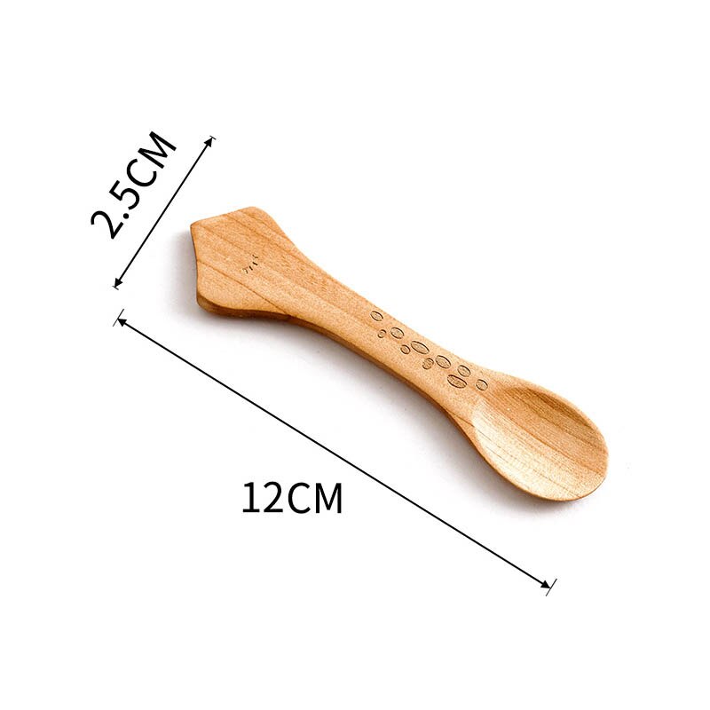 Cuillère en bois pour enfants, dessin animé mignon cuillère à café thé soupe cuillères à remuer Dessert couverts à miel enfants outils de cuisine, vaisselle: 1