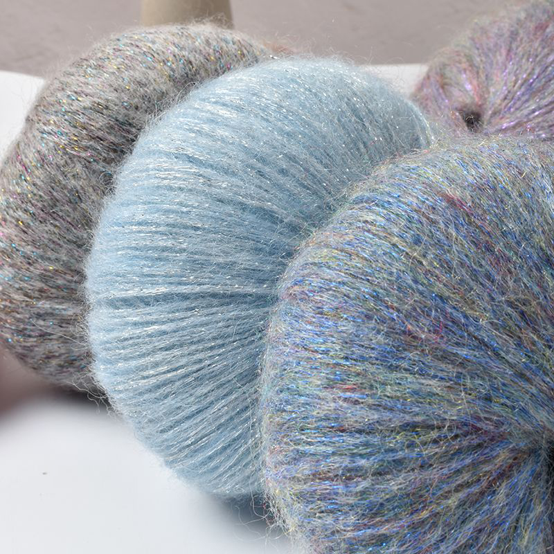 25g/Knäuel Glitzer Mohair Garn Weiche Warme betroffen zur Seite fahren Schal Hütte Faden Nadel Häkeln Hand Gestrickte Faden DIY liefert