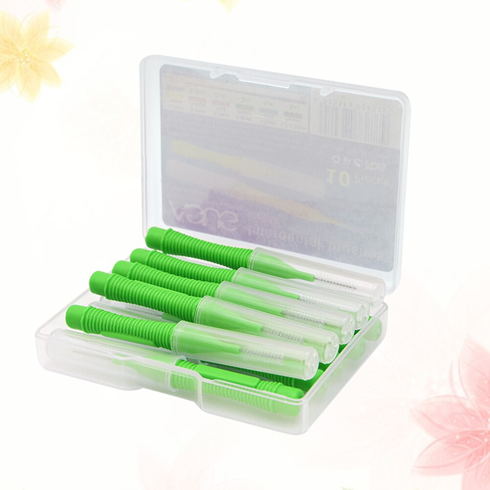 1 Set of 10pcs Interdental Brushes Between Teeth Floss Pick Care Brushes (Yellow)