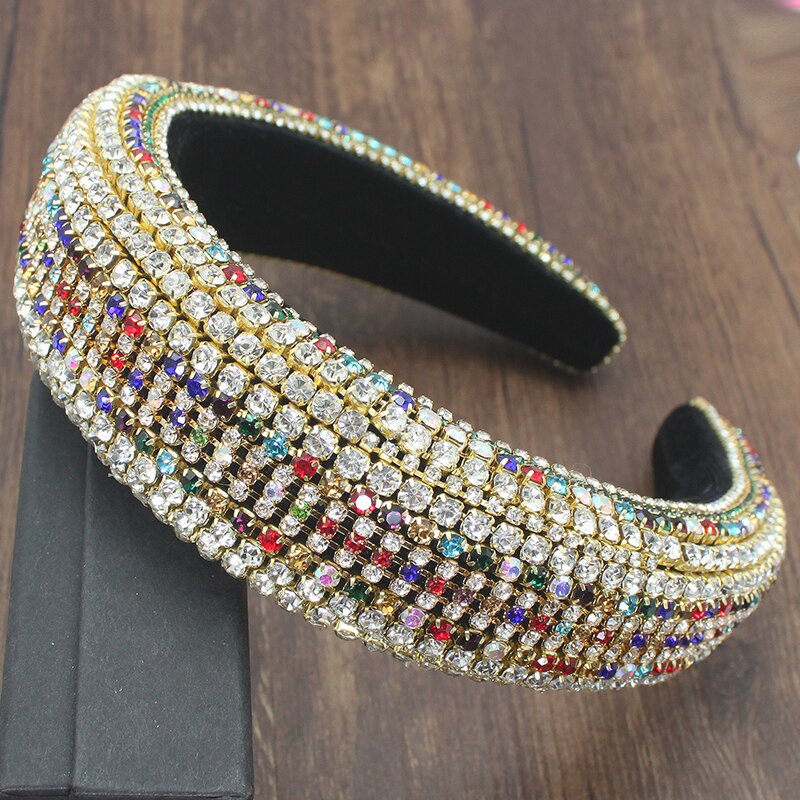 Strass pérola pelota luxo pesado indústria barroco sparkly grande acolchoado headbands ab cristal acessórios feminino bandana