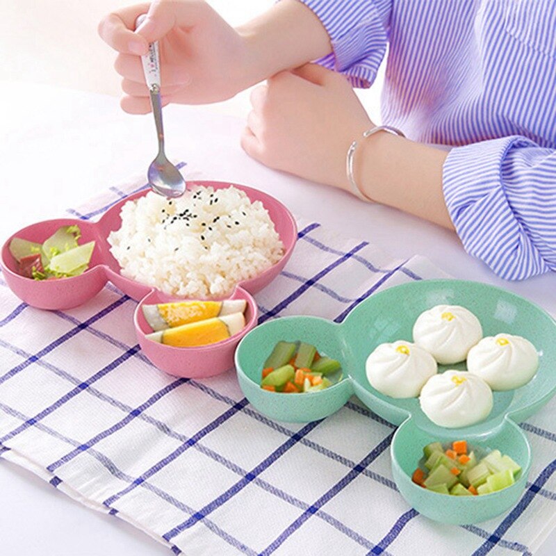 Cute Baby's Divided Plate Household Dinnerware Child Plate Breakfast Dinner Plate Food Plates Kids Tableware Dinnerware