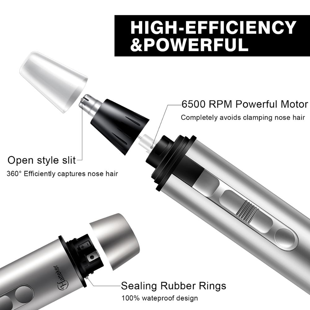 HATTEKER Nose Hair Trimmer 4 in 1 Multifunctional Nose hair cutting AA Battery Waterproof beard trimmer for men micro tondeuse