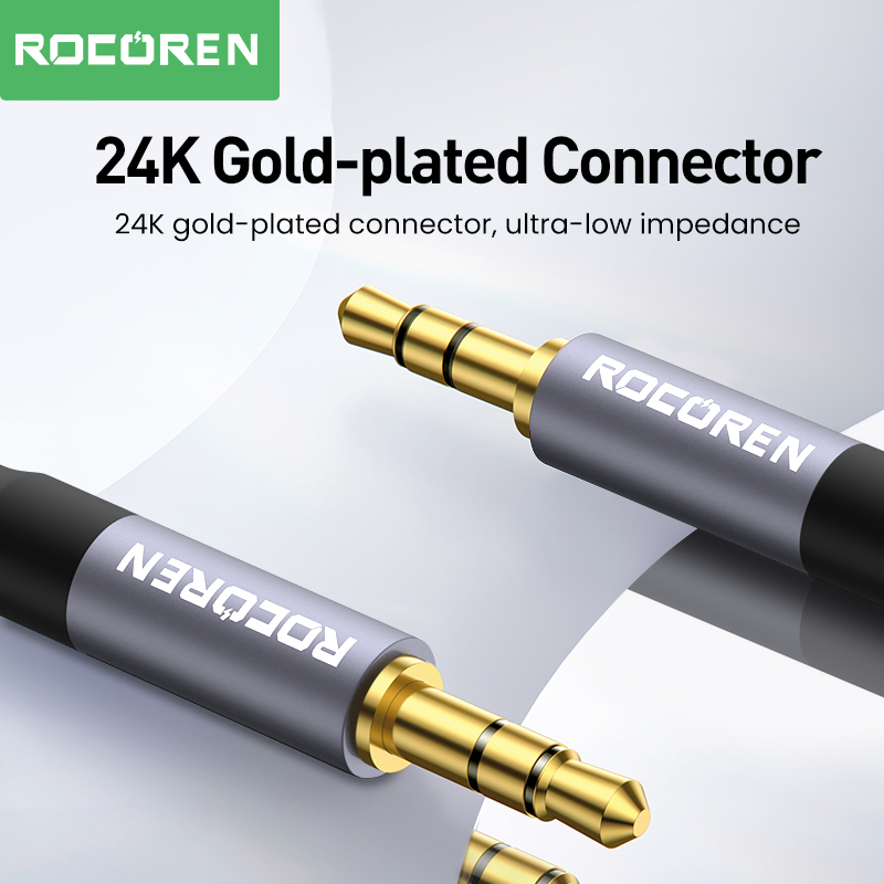 Rocoren lydkabel 3.5 mm- jack hann-til-hann aux-kabel til telefon, hodetelefoner, bil,  mp3 høyttalere, datamaskin, 3.5mm- jack aux-ledning, ledning 5m stk.