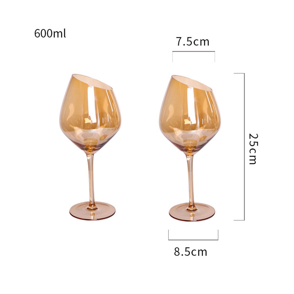 2PCS Wine Glass Electroplating Color Lead-free Glass Crystal Glass Red Wine Glass Champagne Glass Goblet Red Wine Glass Set: A