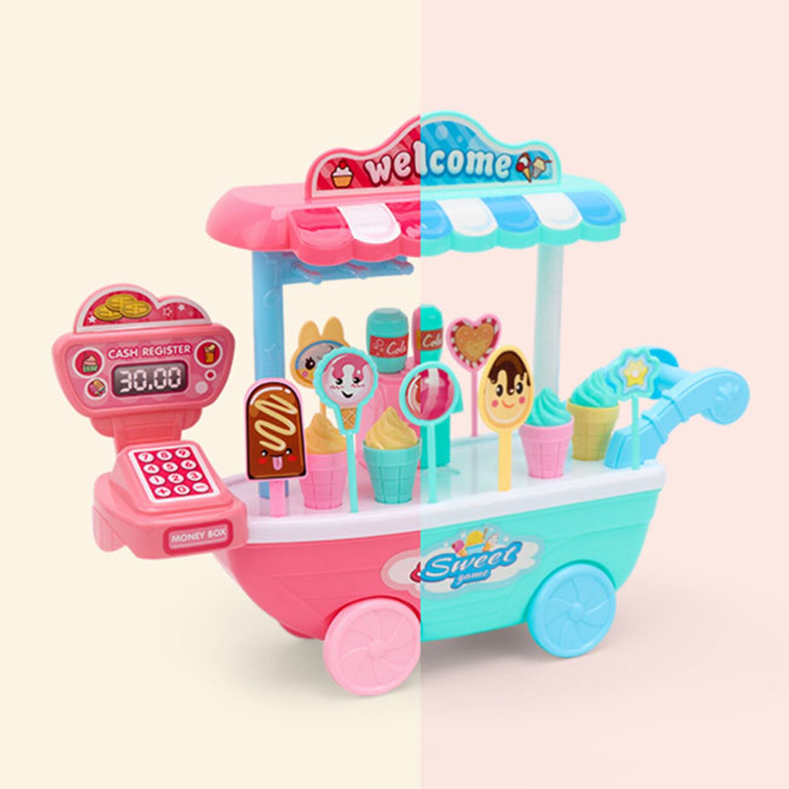 Lollipop Trolley Detailed Durable Plastic Kids Simulational Candy Shop for Home