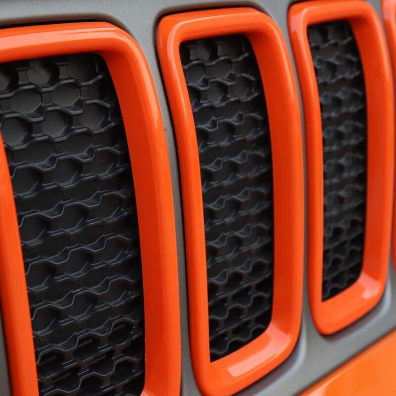 Front Grille Grill Inserts Trim Mesh Grill Insert Grille Guard Front Voor Jeep Renegade + 7Pcs Oranje