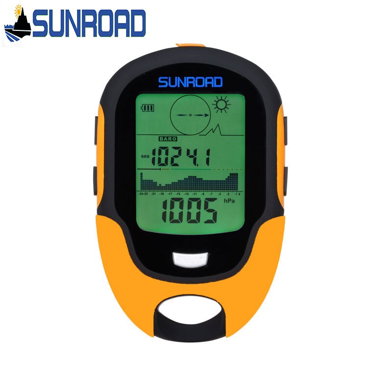 SUNROAD-reloj de bolsillo recargable por USB, altímetro de brújula, barómetro de pesca, resistente al agua, con retroiluminación y temperatura de escalada