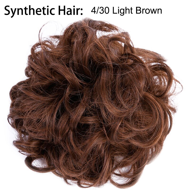 Extension capillaire Chignon élastique bouclée, Postiche Afro à Clip, Postiche Chignon synthétique, coiffure décoiffée, coiffure pour mariage, Q7: 4-30