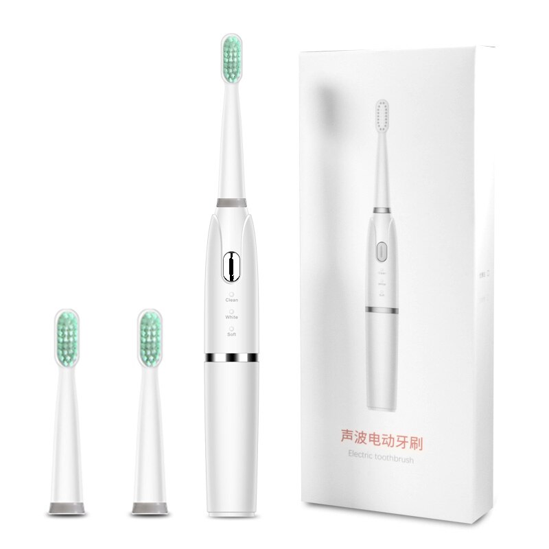 Electric Toothbrush Tooth brush adult Waterproof Ultrasonic automatic Toothbrush Face Cleaning Machine: 2 Heads and brush