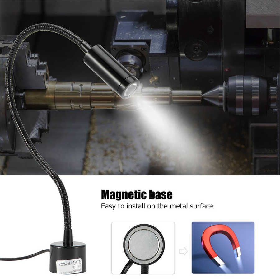 Aluminum LED Sewing Machine Light Adjustable Gooseneck With Magnetic For CNC Lathe Machine Work Lamp