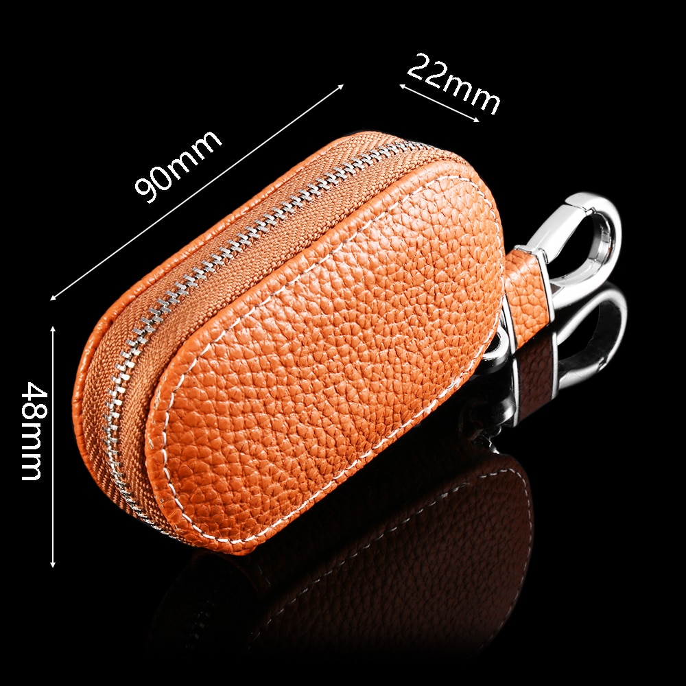 Leather Car Key Wallets Men Key Holder Housekeeper Keys Organizer Women Keychain Covers Zipper Key Case Bag Unisex Pouch Purse