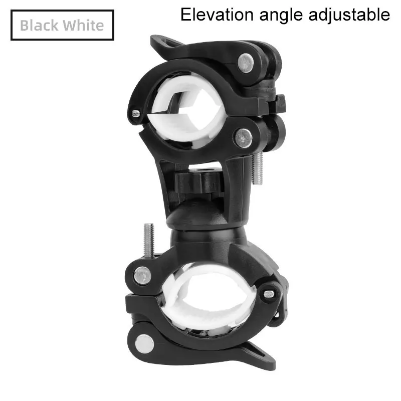 Deemount 360 ° Rotation Kippen Einstellbar Fahrrad Lampe Taschenlampe Stand Halterung Universal Radfahren Clip Clamp LED Taschenlampe Halter: HLD-211B Black White