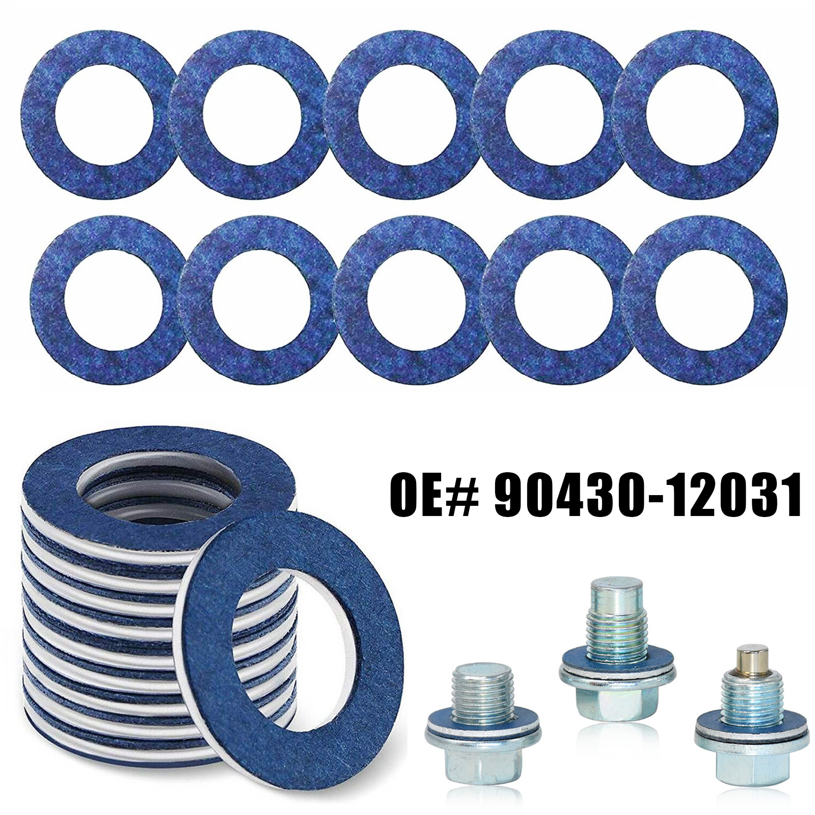 10x OE# 90430-12031 Aluminum Oil Drain Plug Gaskets Crush Washer Seals for Toyota Camry Corolla Lexus Scion Replaces# 9043012031