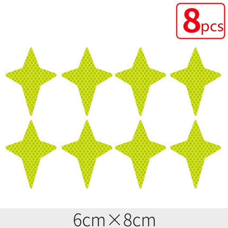8pcs/set Four-Pointed Stars Decals Reflective Stickers Car Decorations Safety Warning Reflective Tapes Made with 3M
