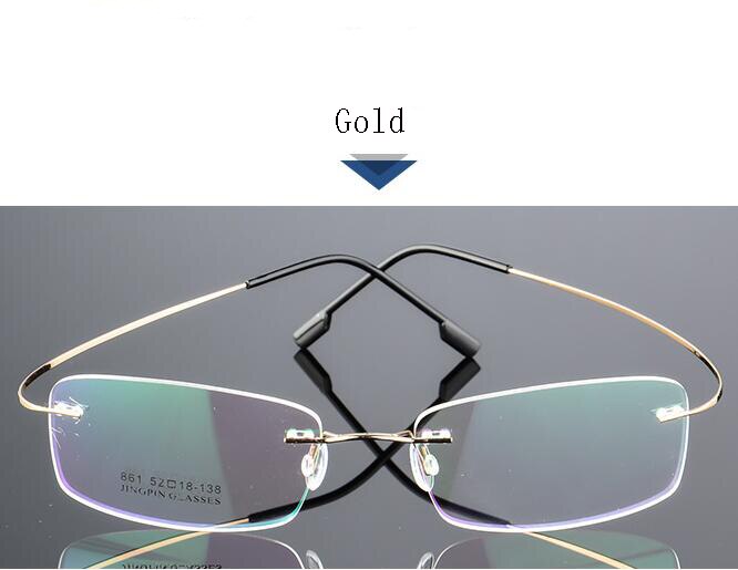 Titanium Legering Flexibele Frameloze Mannen Vrouwen Metalen Randloze Bijziendheid Frame Opvouwbare Glazen Been Optische Brillen: Gold