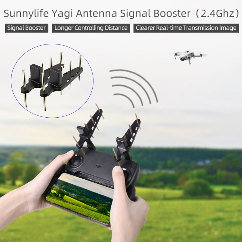 2 stk yagi antenne 2.4 ghz drone fjernkontroll antenne signalforsterker for dji mavic mini/pro/mavic 2/ phantom 4 pro/evo ii