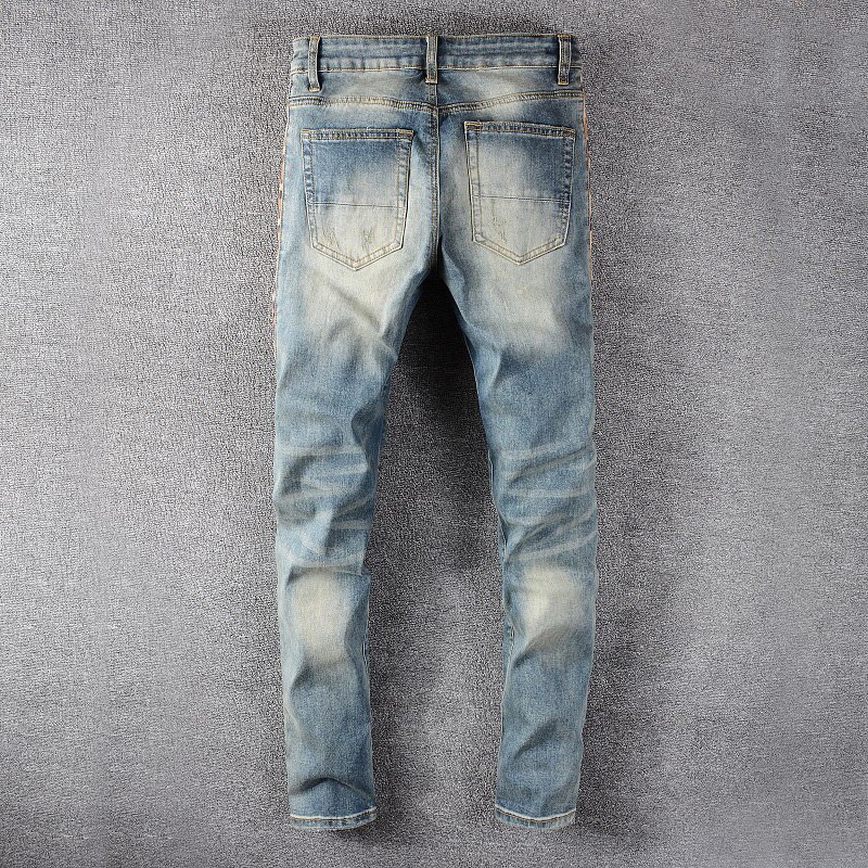 Sokotoo mænds leopardprint patchwork huller flået jeans streetwear slank skinny denim bukser