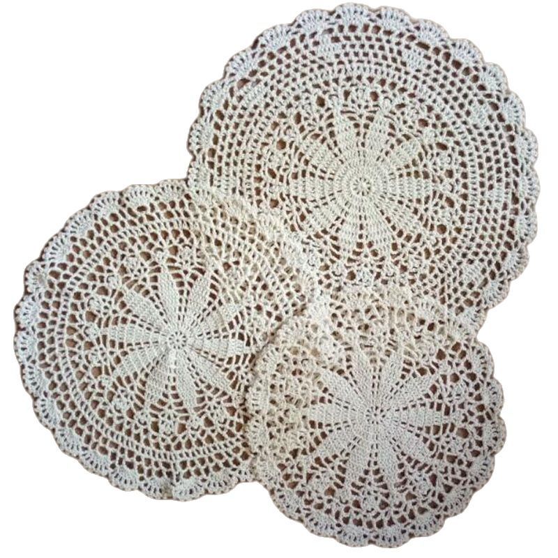 Napperon rond en dentelle de coton, 7 couleurs, tapis de table rond en tissu, napperon en crochet, tasse de mariage, plat de thé, dessous de verre, cuisine de noël