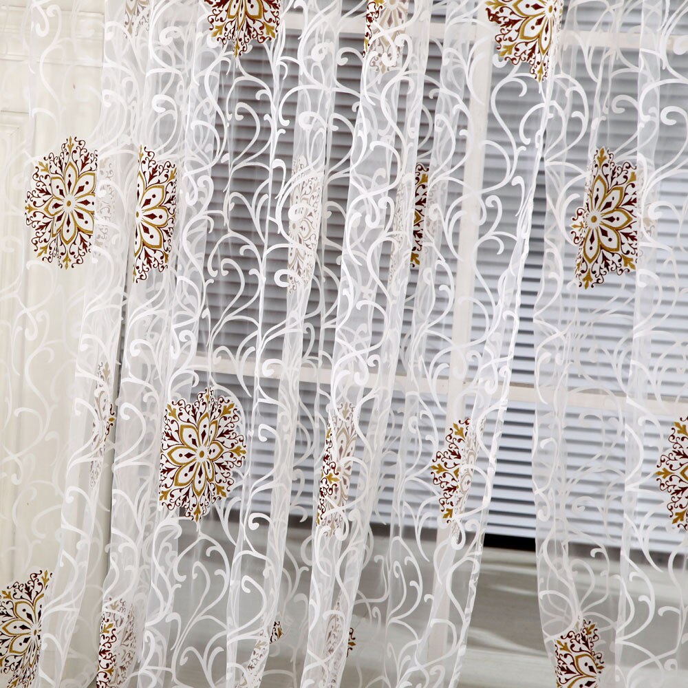 1 Pcs Kwastje Gordijn Bloemen Wit Tulle Sheer Gordijnen Voor Woonkamer De Slaapkamer Voile Organza Gordijnen