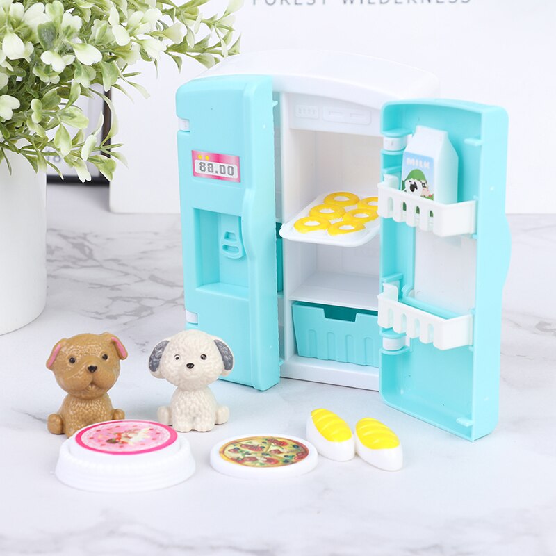 1:12 Simulation Miniature Furniture Toy Doll Dollhouse Refrigerator Table Food
